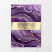 Elegante Paarse en Gouden Agaat Trifold Brochure Drieluik Kaart (Cover)