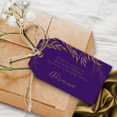 Elegante Paarse en gouden bladgunst Cadeaulabel