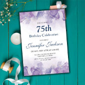 Elegante paarse en gouden bloemen 75ste verjaardag kaart