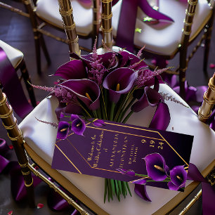 Elegante Paarse en gouden Calla Lily bruiloft Programmakaart