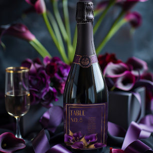 Elegante Paarse en gouden Calla Lily bruiloft Sparkling Wijnetiket