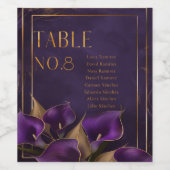 Elegante Paarse en gouden Calla Lily bruiloft Wijn Etiket (Enkel label)