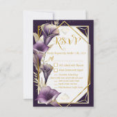 Elegante Paarse en gouden Calla Lily RSVP bruiloft (Voorkant)