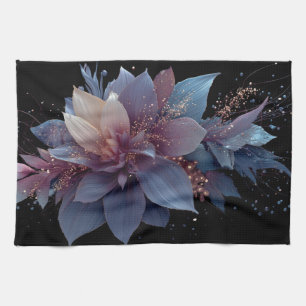 Elegante Paarse en Gouden Fantasie Bloemschikking Theedoek