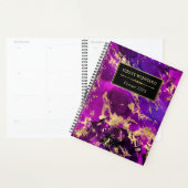 Elegante paarse en gouden Galaxy marmeren monogram Planner (Display)