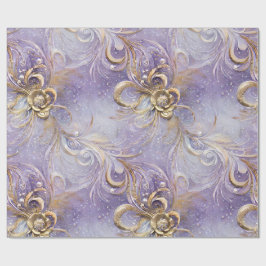 Elegante Paarse en gouden gedraaide gevederde kral Cadeaupapier