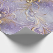 Elegante Paarse en gouden gedraaide gevederde kral Cadeaupapier (Hoek)