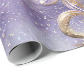 Elegante Paarse en gouden gedraaide gevederde kral Cadeaupapier (Rol Hoek)