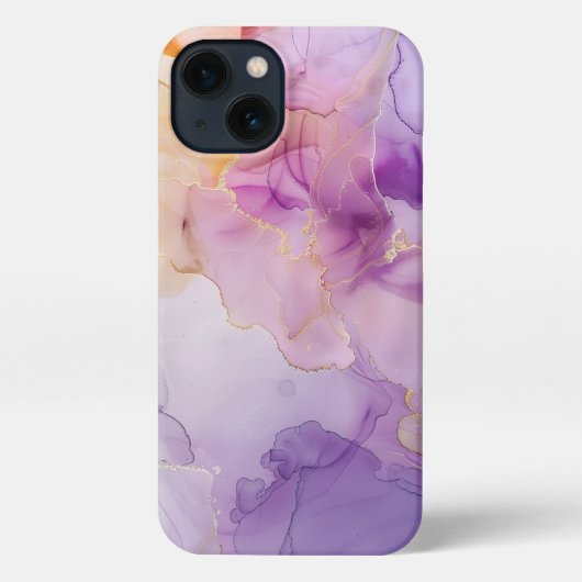 Elegante Paarse en gouden girly art telefoonhoesje iPhone Hoesje (Achterkant)