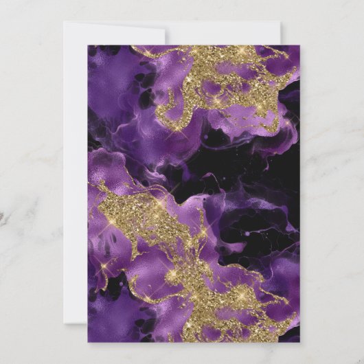 Elegante Paarse en gouden Glitter Ink 60th Verjaar Kaart (Achterkant)