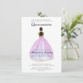 Elegante Paarse en gouden Glitter Quinceanera Kaart (Staand voorkant)
