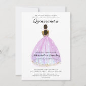 Elegante Paarse en gouden Glitter Quinceanera Kaart (Voorkant)