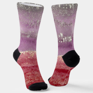 Elegante paarse en gouden glitter sokken