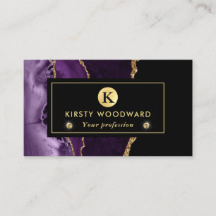 Elegante paarse en gouden glittersmaragd Agaat Visitekaartje