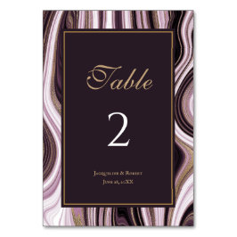 Elegante Paarse en gouden marmeren bruiloft Kaart