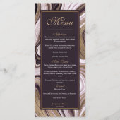 Elegante Paarse en gouden marmeren bruiloft Menu (Voorkant)