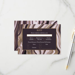 Elegante Paarse en gouden marmeren bruiloft RSVP Kaartje