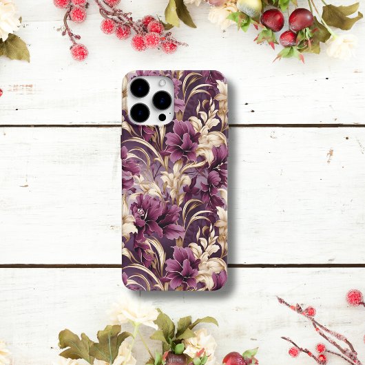 Elegante Paarse en gouden orchidee bloemen Case-Mate iPhone Case