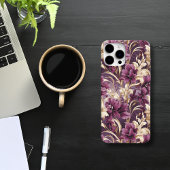 Elegante Paarse en gouden orchidee bloemen Case-Mate iPhone Case