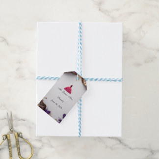 Elegante Paarse en gouden Quinceañera Party Cadeaulabel