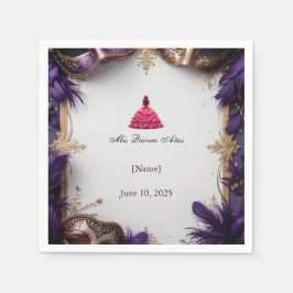 Elegante Paarse en gouden Quinceañera Party Servet