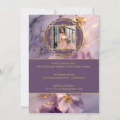 Elegante Paarse en gouden Quinceañera-uitnodiging Kaart (Achterkant)