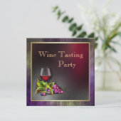 Elegante Paarse en gouden rode wijnproeverij Kaart (Staand voorkant)
