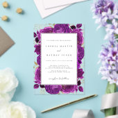 Elegante Paarse en gouden Roos Clear Wedding Acryl Uitnodigingen (Insitu (Huwelijk))