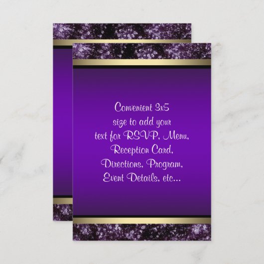 Elegante Paarse en gouden RSVP (Voorkant / Achterkant)