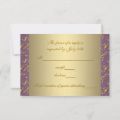 Elegante Paarse en gouden RSVP-Sjabloon RSVP Kaartje (Achterkant)