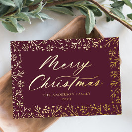 Elegante Paarse en gouden sneeuwvlok niet-foto Folie Feestdagenkaart