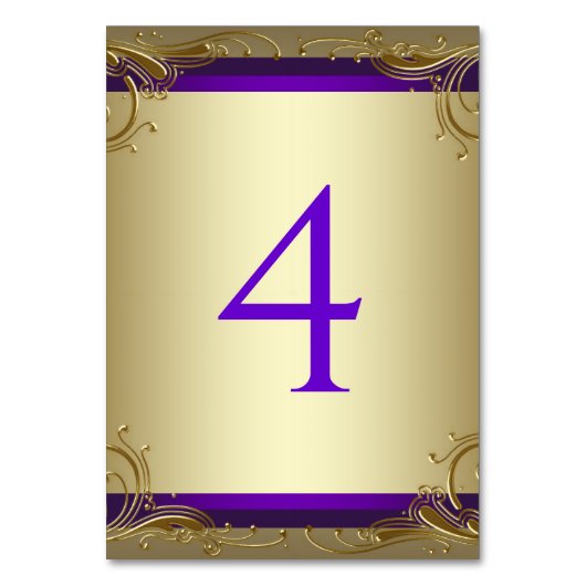 Elegante Paarse en gouden tafelnummers (Achterkant)