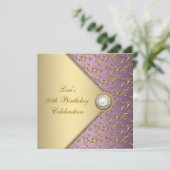 Elegante Paarse en gouden vrouwen 50ste verjaardag Kaart (Staand voorkant)