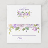 Elegante paarse en gouden waterverf bloemige bruil plaatskaartje (Buitenkant ongevouwen)