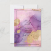 Elegante Paarse en goudkleurige alcoholinkt RSVP Kaartje (Voorkant)