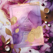 Elegante Paarse en goudkleurige alcoholinkt RSVP Kaartje