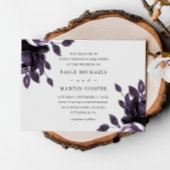Elegante Paarse en Grijze Bloemen Huwelijksuitnodi Kaart