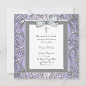 Elegante Paarse en grijze doopuitnodigingen Kaart (Achterkant)