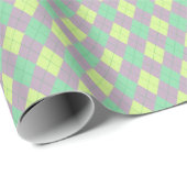 Elegante Paarse en groene Argyle Pattern Girl Cadeaupapier (Rol Hoek)