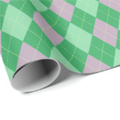 Elegante Paarse en groene Argyle Pattern Girl Cadeaupapier (Rol Hoek)