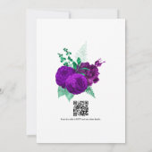 Elegante Paarse en Groene Bloemen Wedding QR Code Kaart (Achterkant)