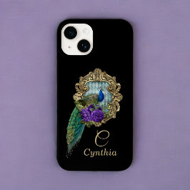 Elegante  Paarse en groene ingelijst Peacock Case-Mate iPhone 14 Hoesje