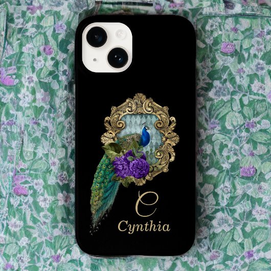 Elegante Paarse en groene ingelijst Peacock Case-Mate iPhone Case