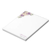Elegante Paarse en Ivoor Roos Custom Notitieblok (Linkerzijde)