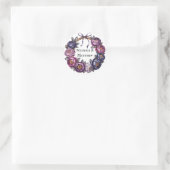 Elegante Paarse en Magenta Peony Bouquet bruiloft Ronde Sticker (Tas)