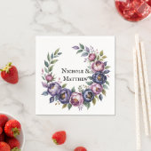 Elegante Paarse en Magenta Peony Bouquet bruiloft Servet (Insitu)