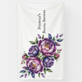 Elegante paarse en magenta pioen bruidsdouche spandoek (Verticaal)
