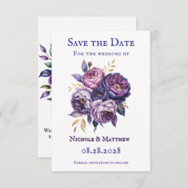 Elegante Paarse en Magenta pioenenenbruiloft Save The Date