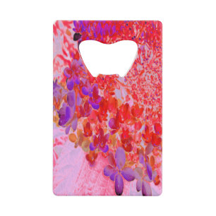 Elegante Paarse en Oranje Limelight Hortensia Creditkaart Flessenopener