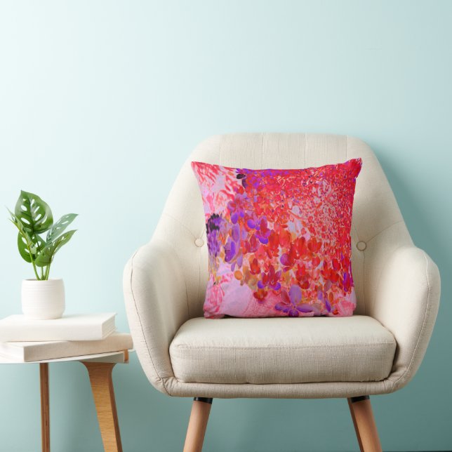 Elegante paarse en oranje Limelight Hortensia Kussen (Stoel)